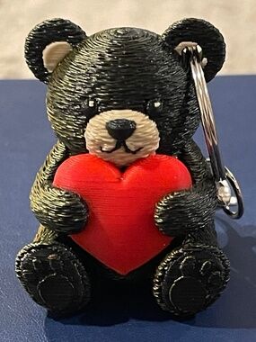 Custom Multi Color 3D Bear & Heart Keychain 2”